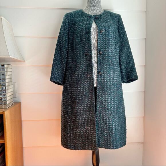 Albert Nipon Metallic Tweed Lightweight Coat - Picture 2 of 11